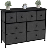 Dresser with 8 Faux Wood Drawers - Chest Organizer Unit with Steel Frame Wood Top