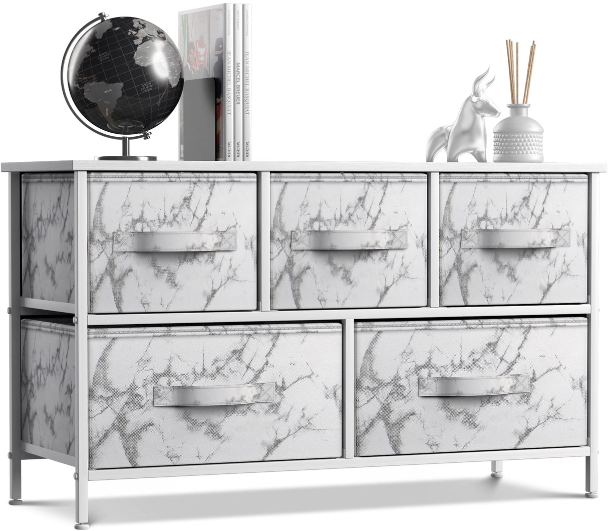 Dresser with 5 Drawers - Storage Chest Organizer Unit with Steel Frame