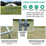 Large Outdoor Metal Chicken Coop with Waterproof Cover, Anti-UV and Lockable