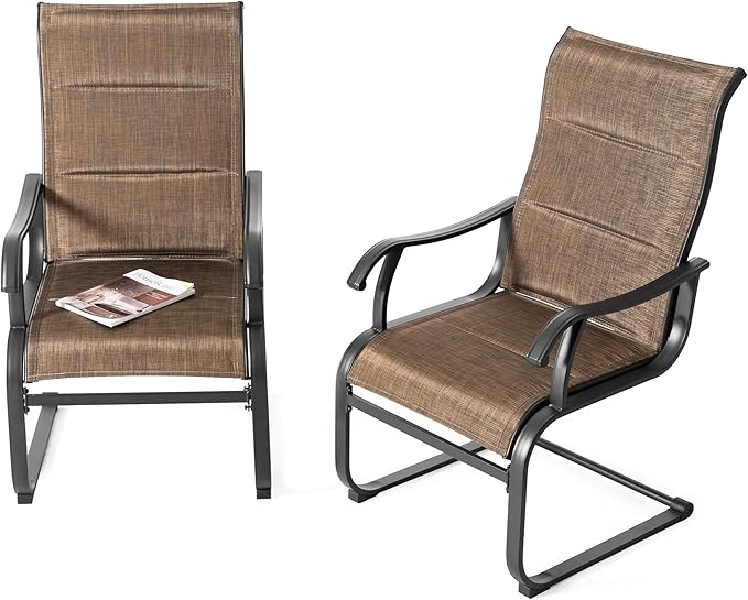 Patio Dining Chairs Set of 2, All Weather Outdoor Padded Textilene Patio Chairs