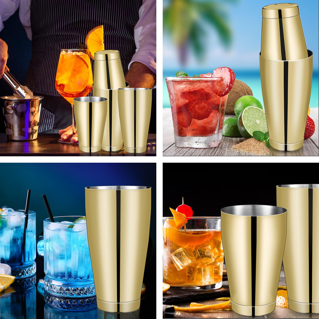 16 Pcs Cocktail Shakers Professional Bar Shaker Boston Shaker Set Stainless