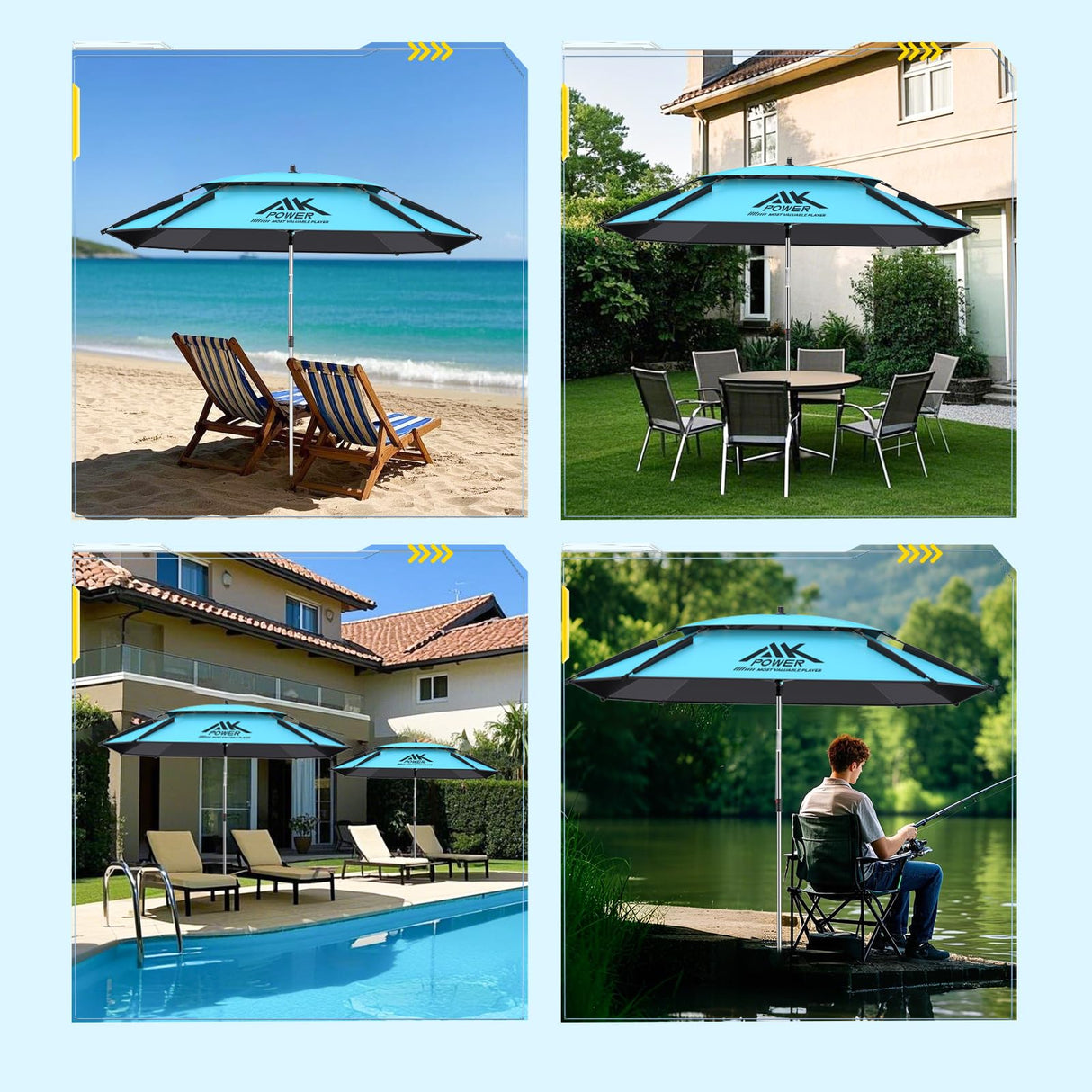 Outdoor Patio Umbrella, Portable Yard Pool Umbrella with 8 Sturdy Ribs
