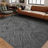 3D Modern 5x7 Area Rugs Machine Washable Area Rug Non Slip Dark Grey Rugs