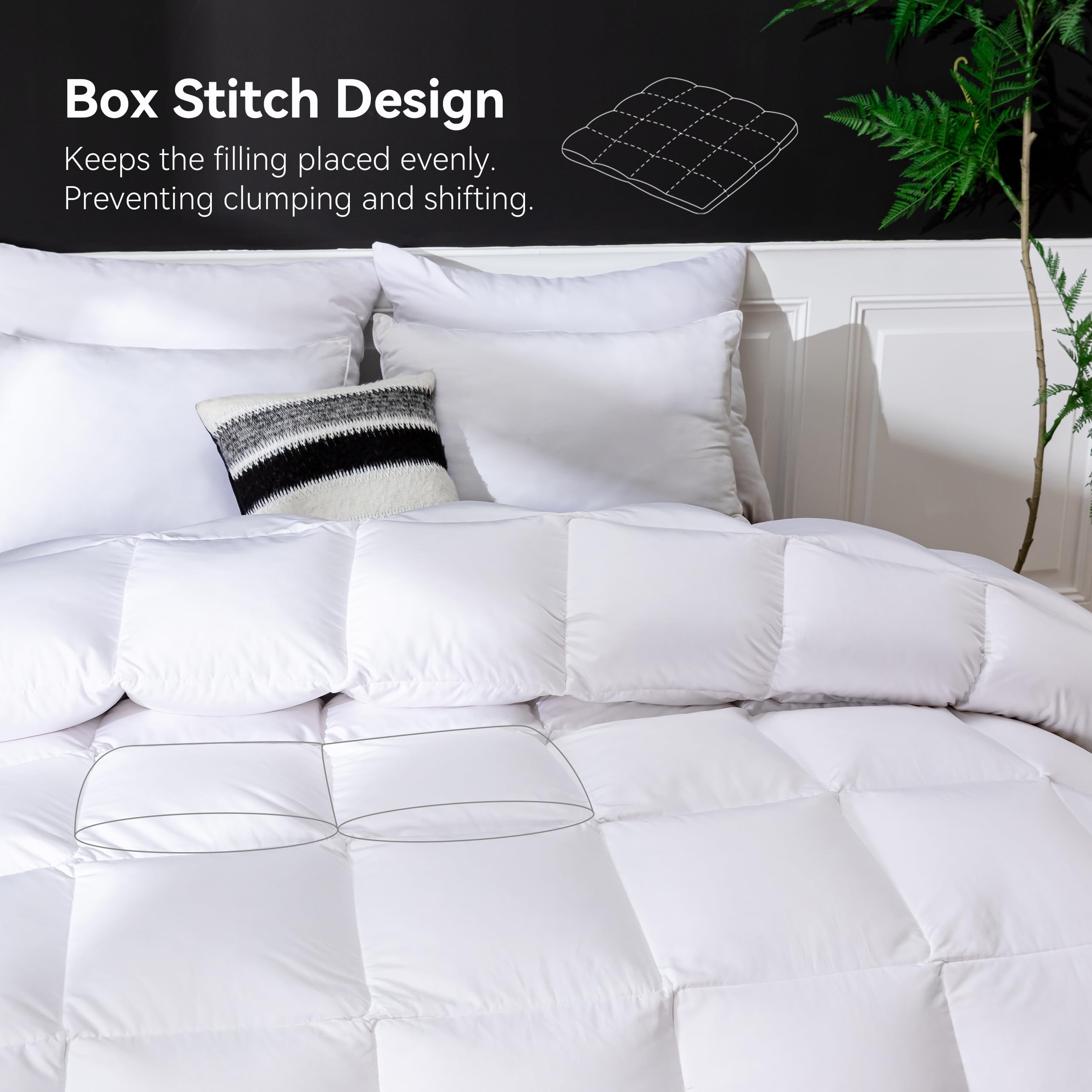 LESNNCIER Luxury Goose Feathers Down Comforter Full Size, 750 FP Fluffy All Season Duvet Insert Full, Ultra-Soft Hotel Bedding Comforter with Sorona Fill (White, 82x86 Inches)