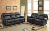 Reclining Sofa w/ Center Console Cup Holder, Black Bonded Leather