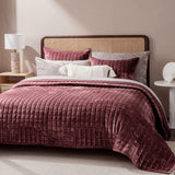 Luxury Velvet Quilt King Size, Ultra Soft Velvet Bedding Sets, Lightweight Quilted Velvet