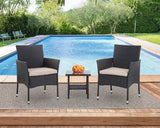 3 Piece Outdoor Furniture Set Patio Gray Wicker Chairs Furniture Bistro Conversation Set 2