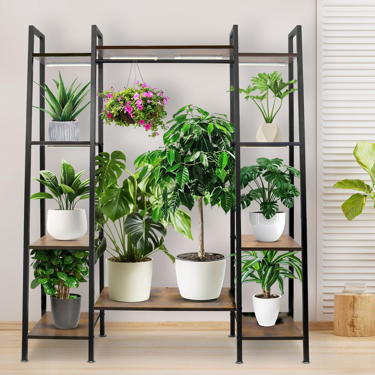 6-Tier Plant Stand with Grow Light, Holds 10 Pots, 55-Inch Indoor Plant Shelving Unit