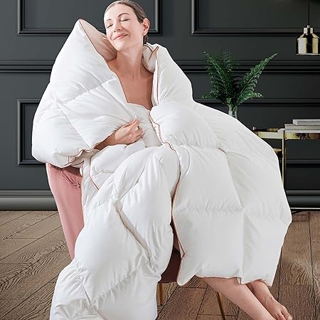 Puffy White Goose/Duck Feather Down Comforter Oversize King, Feather