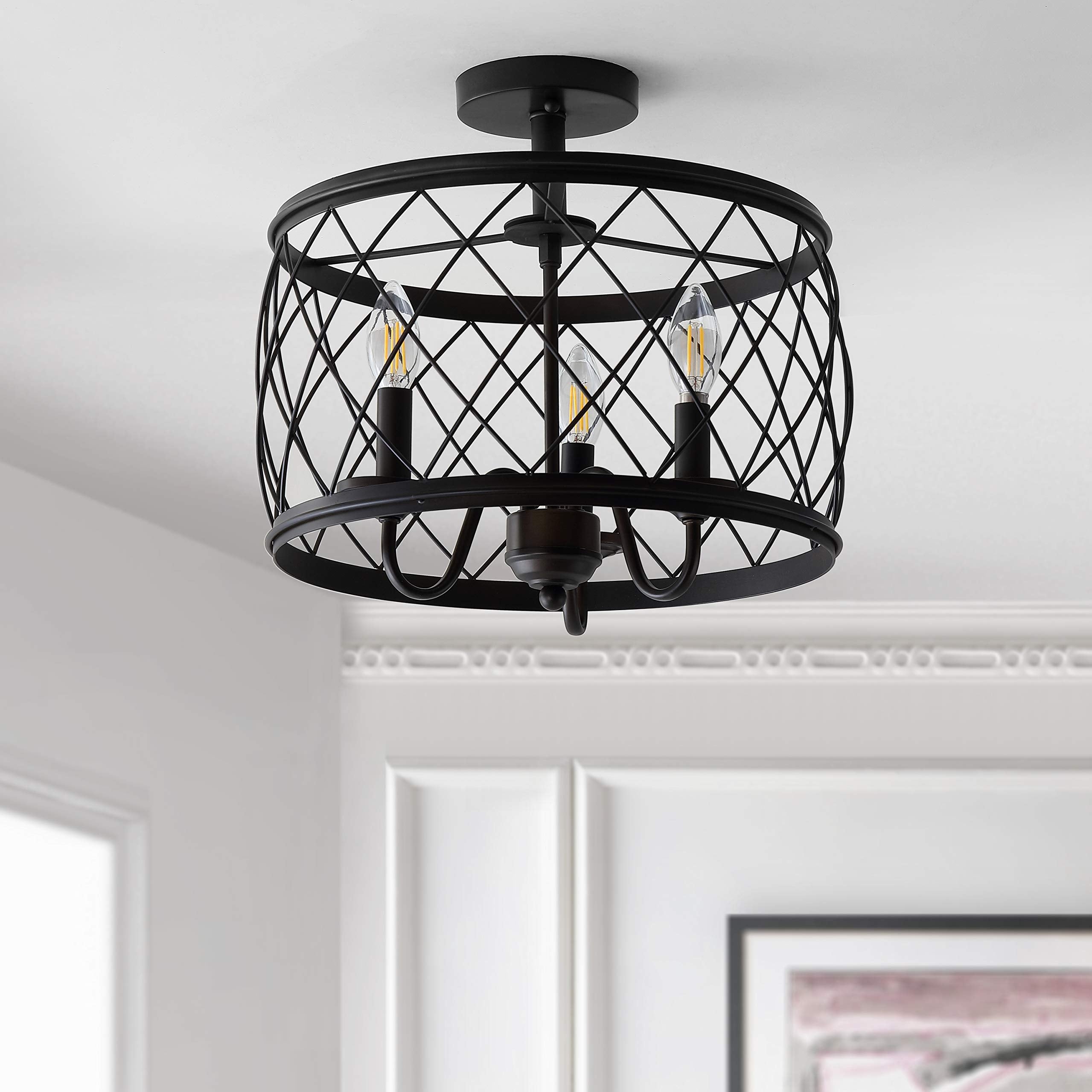 Eleanor 15" 3 Metal LED Semi Flush Mount Ceiling Traditional Dimmable