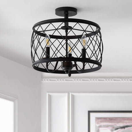 Eleanor 15" 3 Metal LED Semi Flush Mount Ceiling Traditional Dimmable