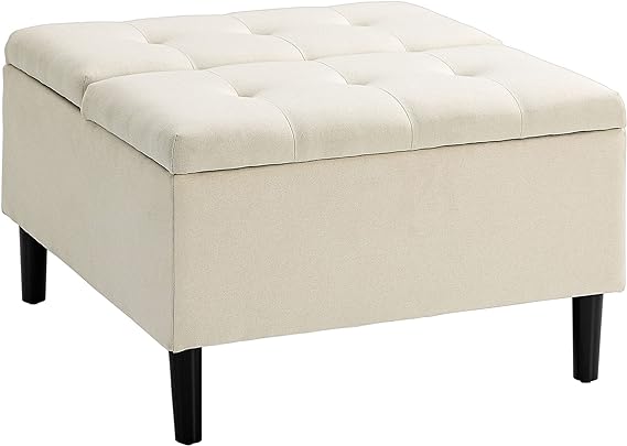 30" Square Storage Ottoman, Upholstered Ottoman Coffee Table with Lift Top