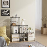 Wire Grid Storage Shelves, Stackable 6 Cube Storage Shelf, Closet Organizer, Metal Shelving Unit, Bookcase Bookshelf, Black