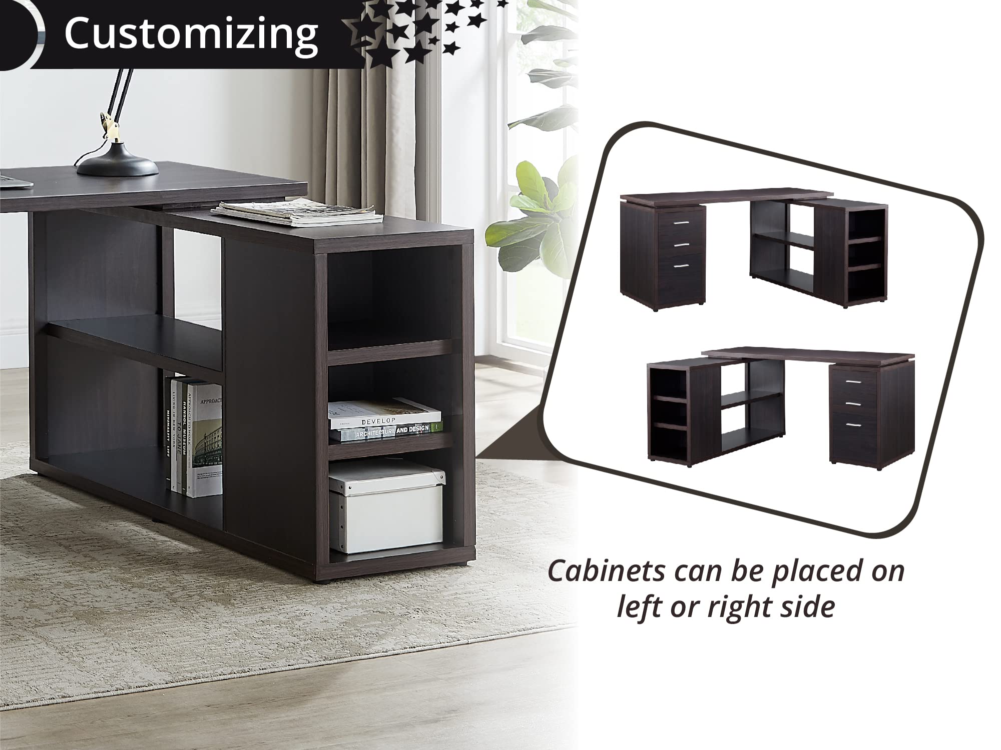 Ariel L Shaped Executive Desk with Drawers – Spacious Modern Office Corner Desk