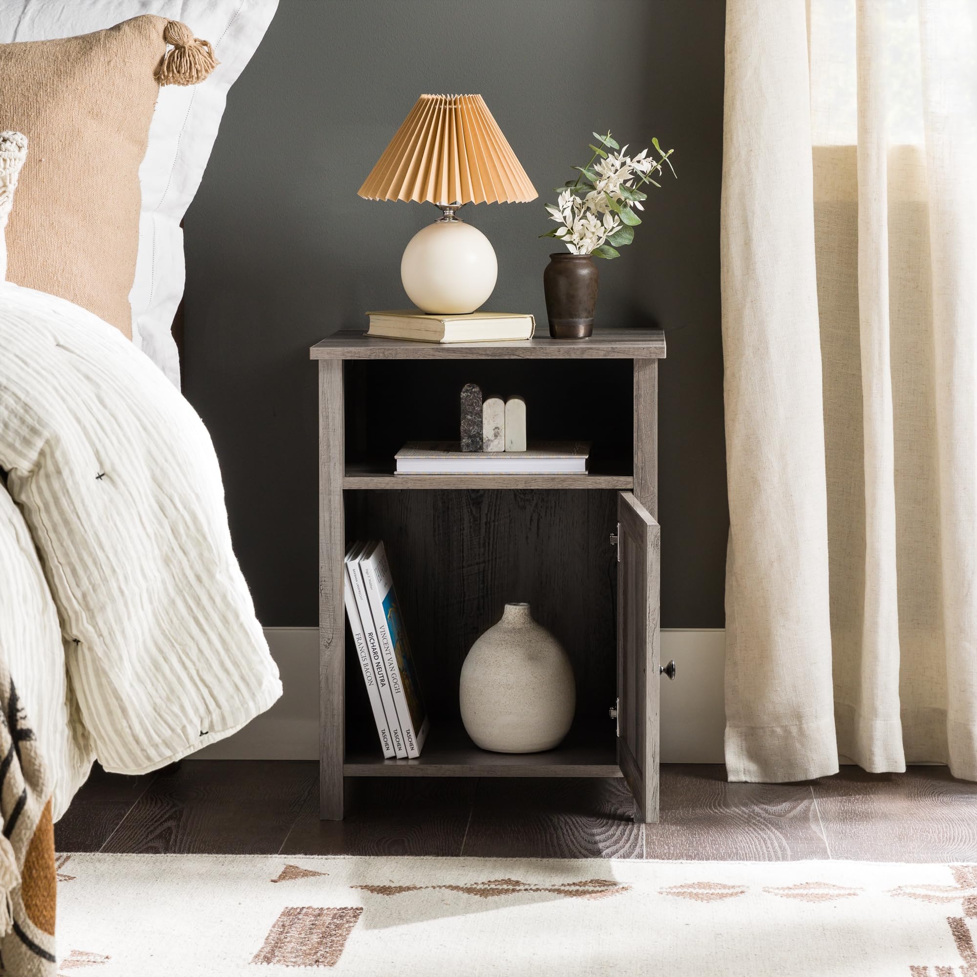 Modern Farmhouse Grooved Door Wood Side Accent Table