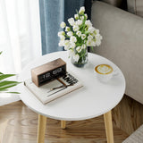 Round Side Table, White Nightstand Coffee End Table for Living Room, Bedroom