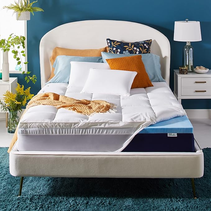 Cooling Comfort Gel Memory Foam Dual Layer Mattress Topper, 4 Inch, King Size
