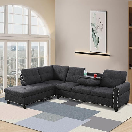 97" W Sectional Couches for Living Room, Linen Modular Sectional Sofa