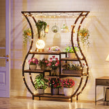 6-Tier Plant Stand, 70.9 Inch Tall Plant Shelf with 10 Hanging Hooks, Vase Shape