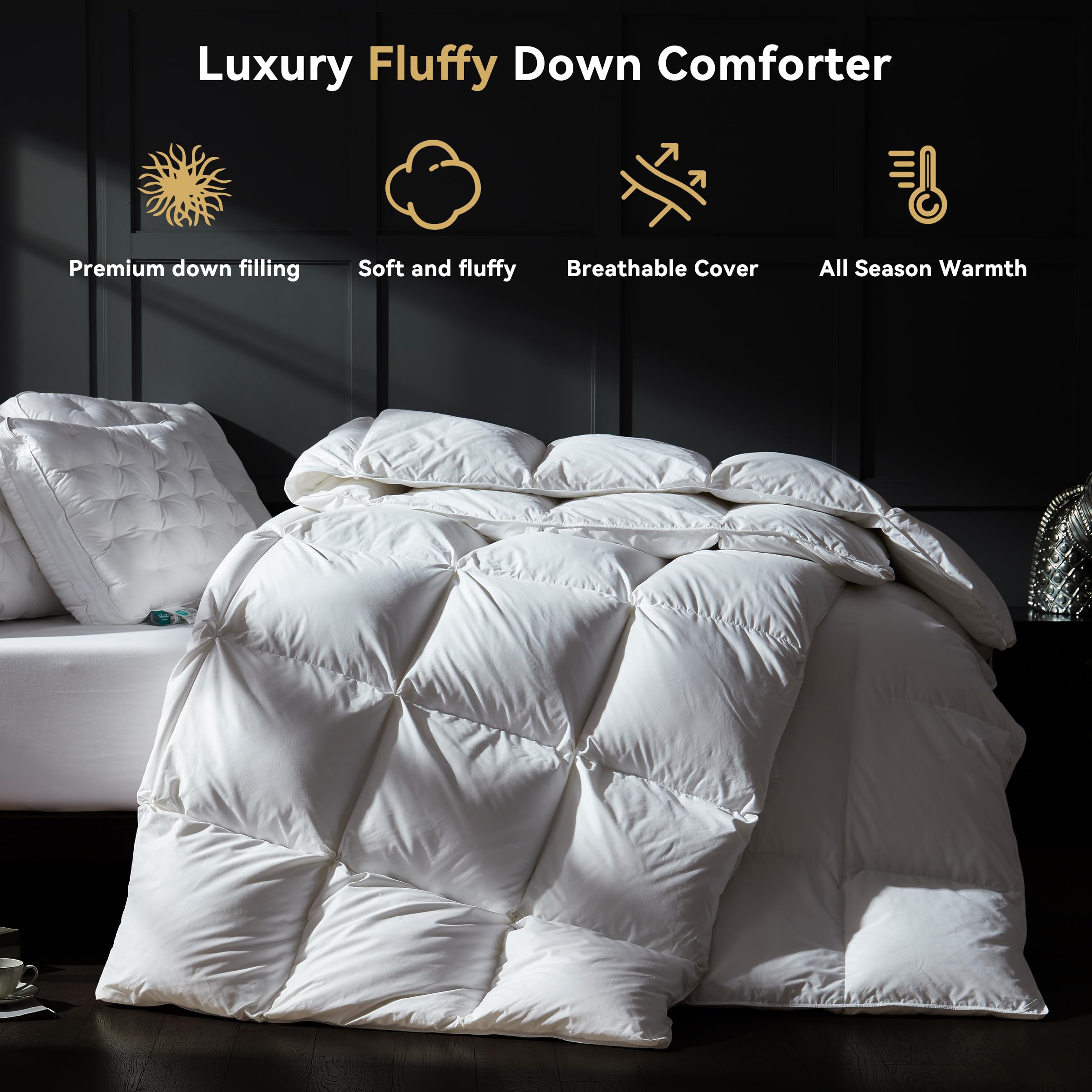 Goose Down Comforter King Size - All Season Duvet Insert