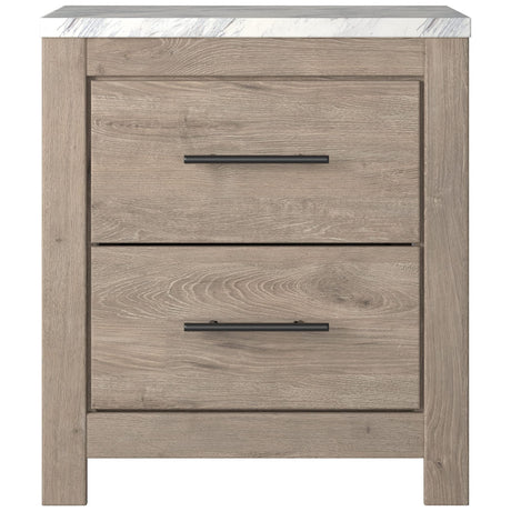 Senniberg Modern 2 Drawer Nightstand with Faux Marble Top, 24.72" Tall