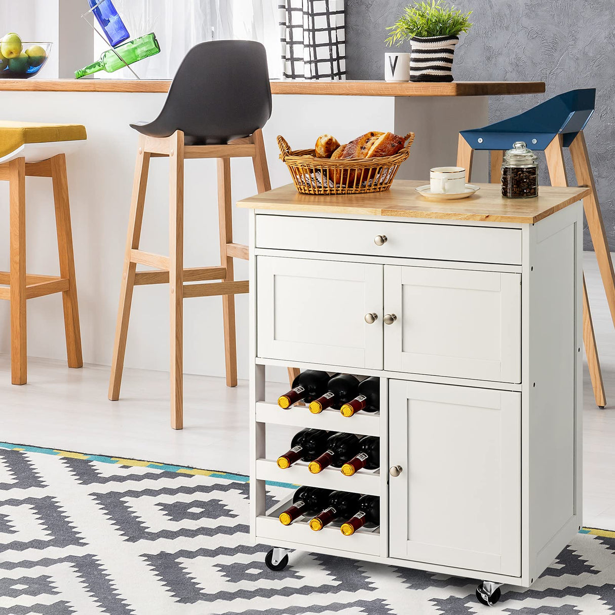 Kitchen Island Cart, Rolling Kitchen Trolley Cart