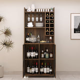 Wine Bar Cabinet for Liquor and Glasses with 12 Wine Bottle Racks