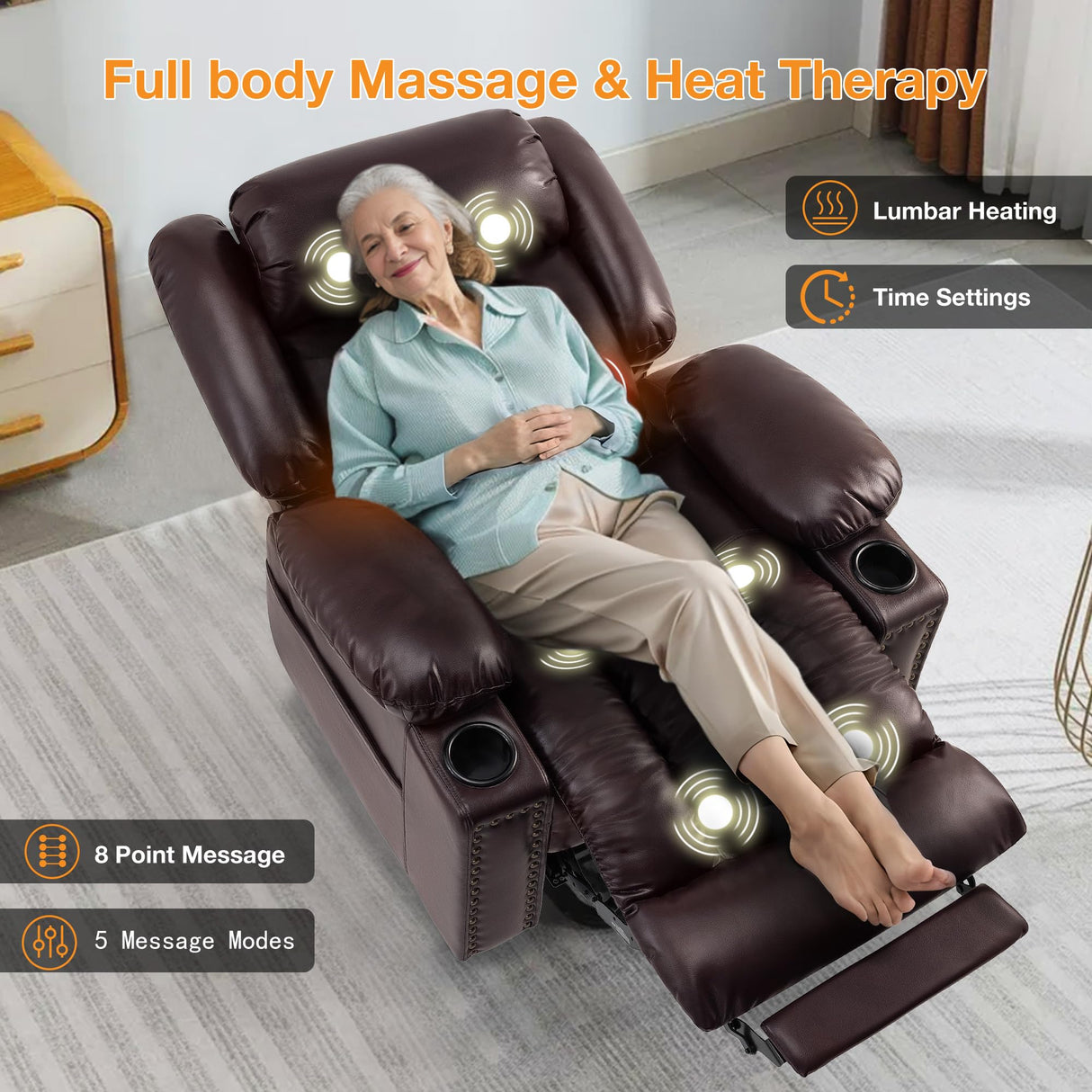 Triple Motor Large Power Lift Recliner Chair for Elderly with Heat and Massage