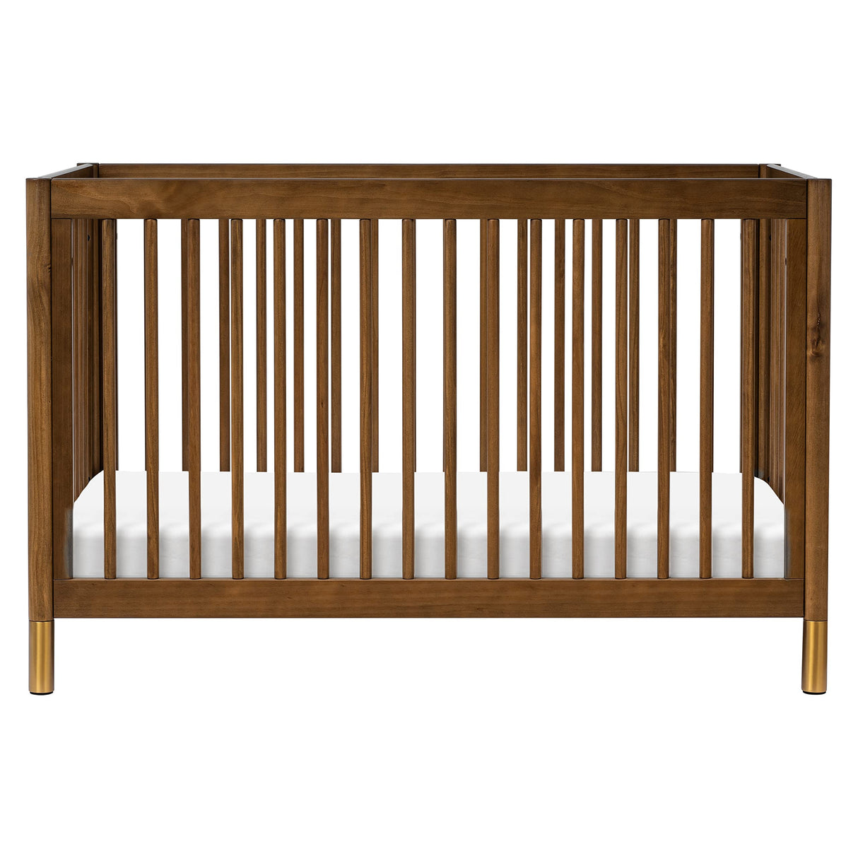 Gelato 4-in-1 Convertible Crib with Toddler Bed Conversion in Natural Walnut and Brushed