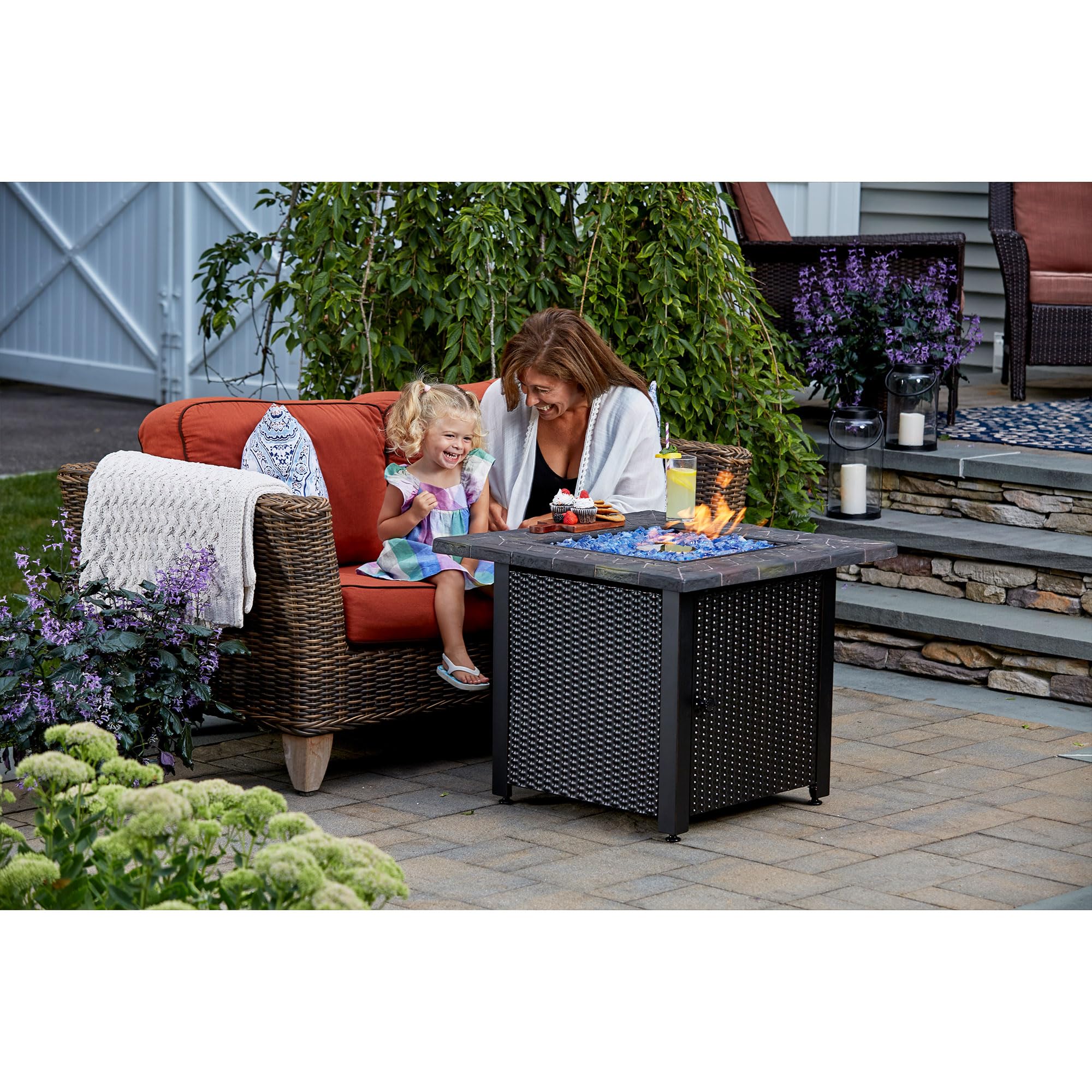 GAD1401GB LP Gas Outdoor Fire Pit, Blue Glass