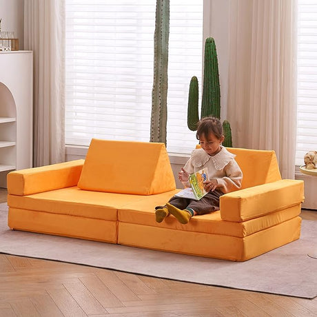 Couch Extended Size 8PCS for Family, Floor Sofa Couch Modular Funiture for Kids Adults,