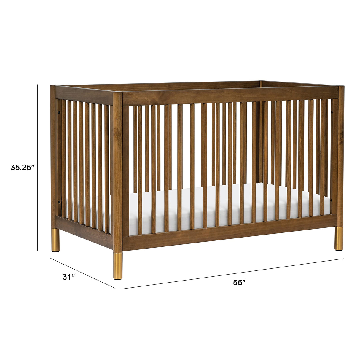 Gelato 4-in-1 Convertible Crib with Toddler Bed Conversion in Natural Walnut and Brushed