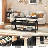 Coffee Table, Lift Top Coffee Table with Storage Shelf and Hidden Compartment