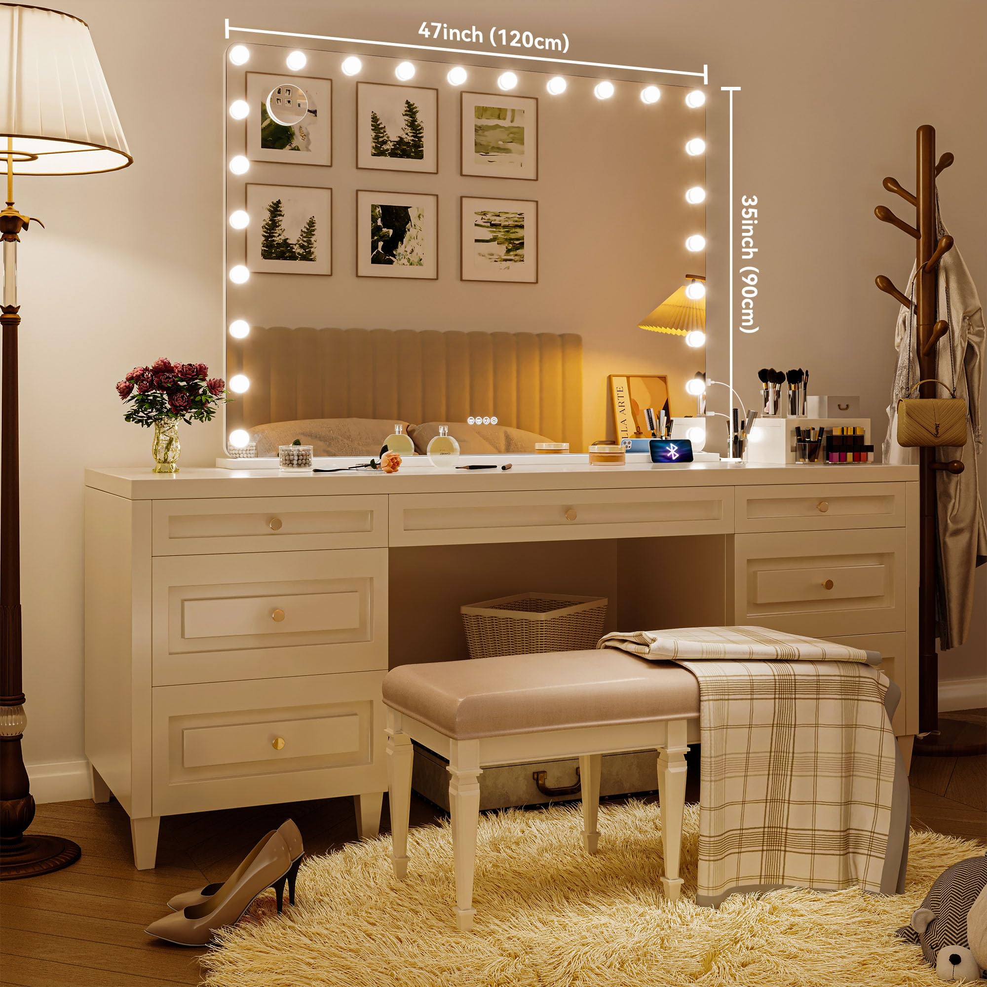 Vanity Mirror with Lights and Bluetooth Speaker, Makeup Mirror