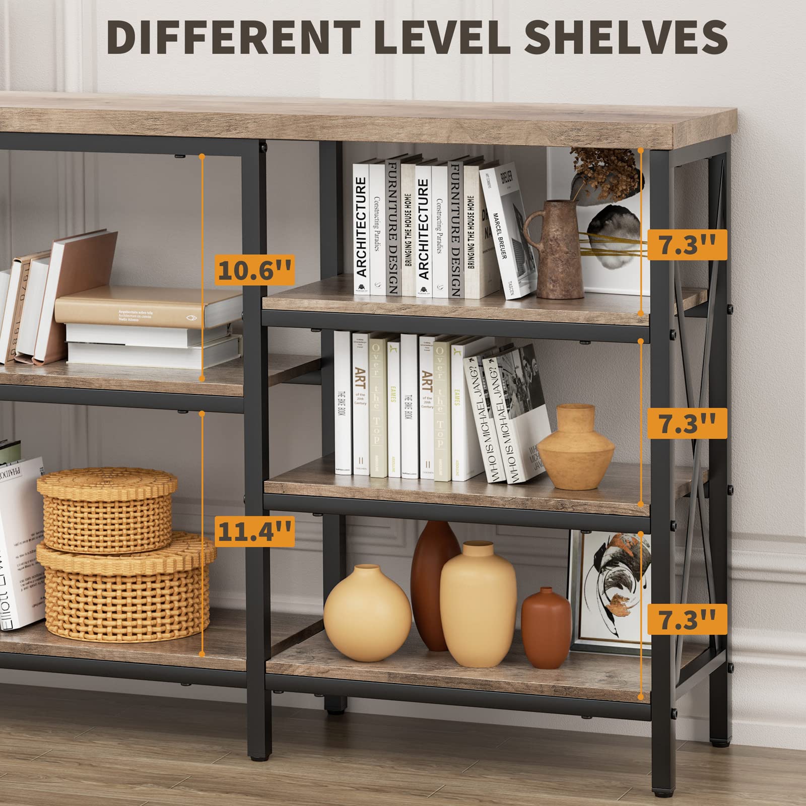 70 Inch Console Table, Extra Long & Sturdy Entryway Table with Metal,