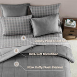 AMBERSPACE Fleece Queen Comforter Set-7 Pieces Bed in A Bag Queen,Blue Grey Plush Bedding Comforter Sets, Soft Warm Queen Comforter Set with Sheets,Comforter,Pillowcases and Shams