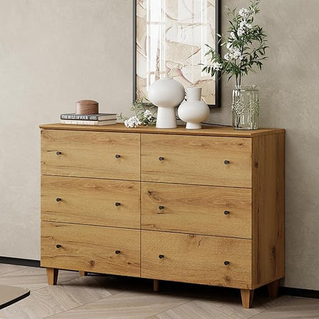 6 Drawer Double Dresser for Bedroom, Wide Chest of Drawers Dressers