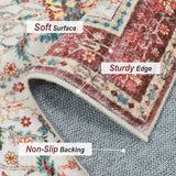 Red 5x7 Area Rugs for Living Room, Washable Rugs for Bedroom Non Slip
