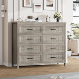 Farmhouse Dresser 8 Drawer Dresser for Bedroom, Large Wooden Dressers Double Grey Dresser with Deep Drawers Dressers for Living Room, Hallway, Entryway (Gray)