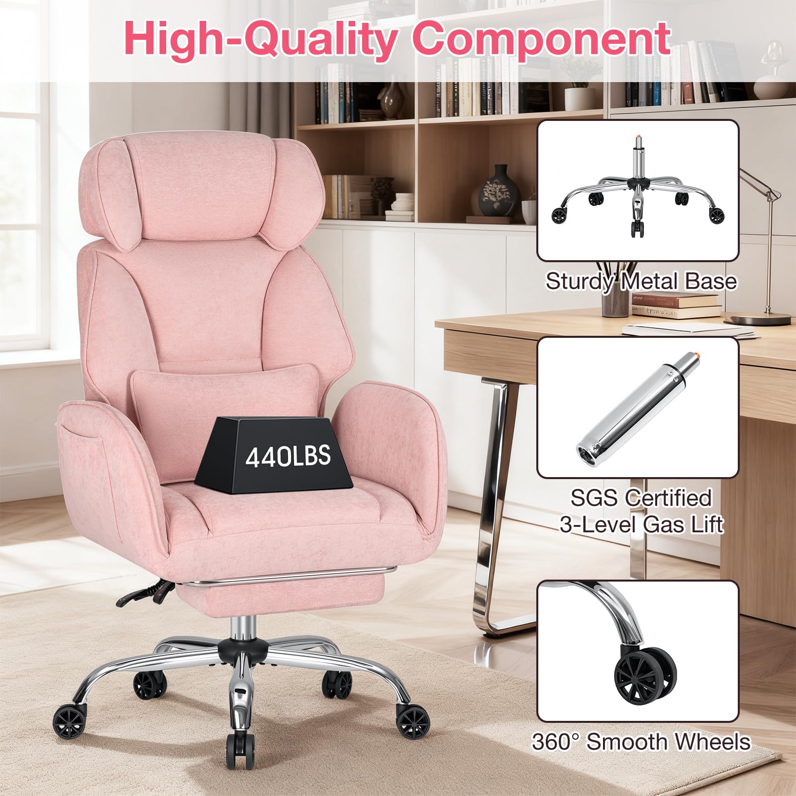Criss Cross Ergonomic Office Chair with Wheels and Footrest