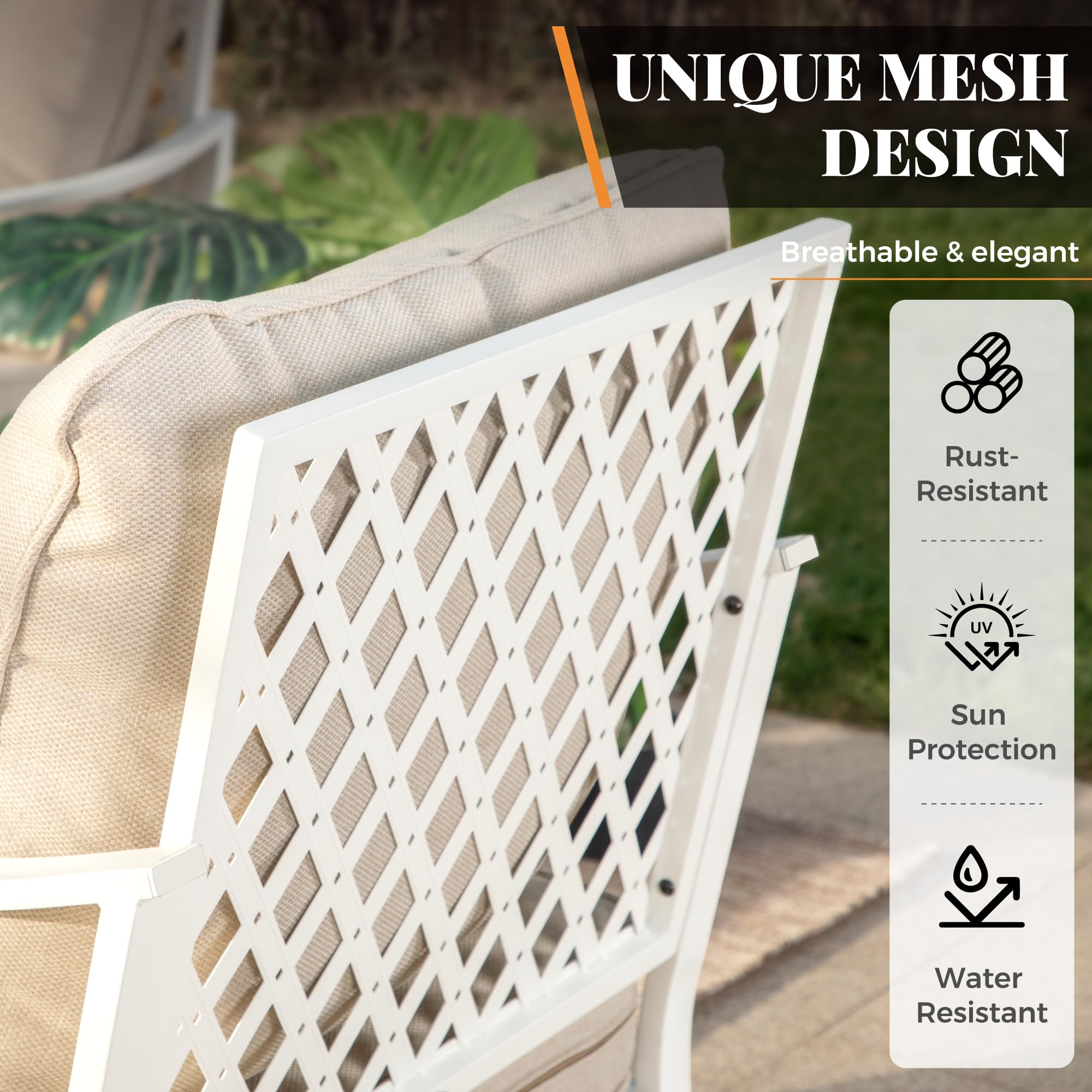 4 Piece Patio Furniture Set, 2 x Fixed Chair, 1 x 3-Seat Sofa