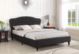 Premiere Curved Classics Cloth Black Silver Linen 51" Tall Headboard Platform Bed