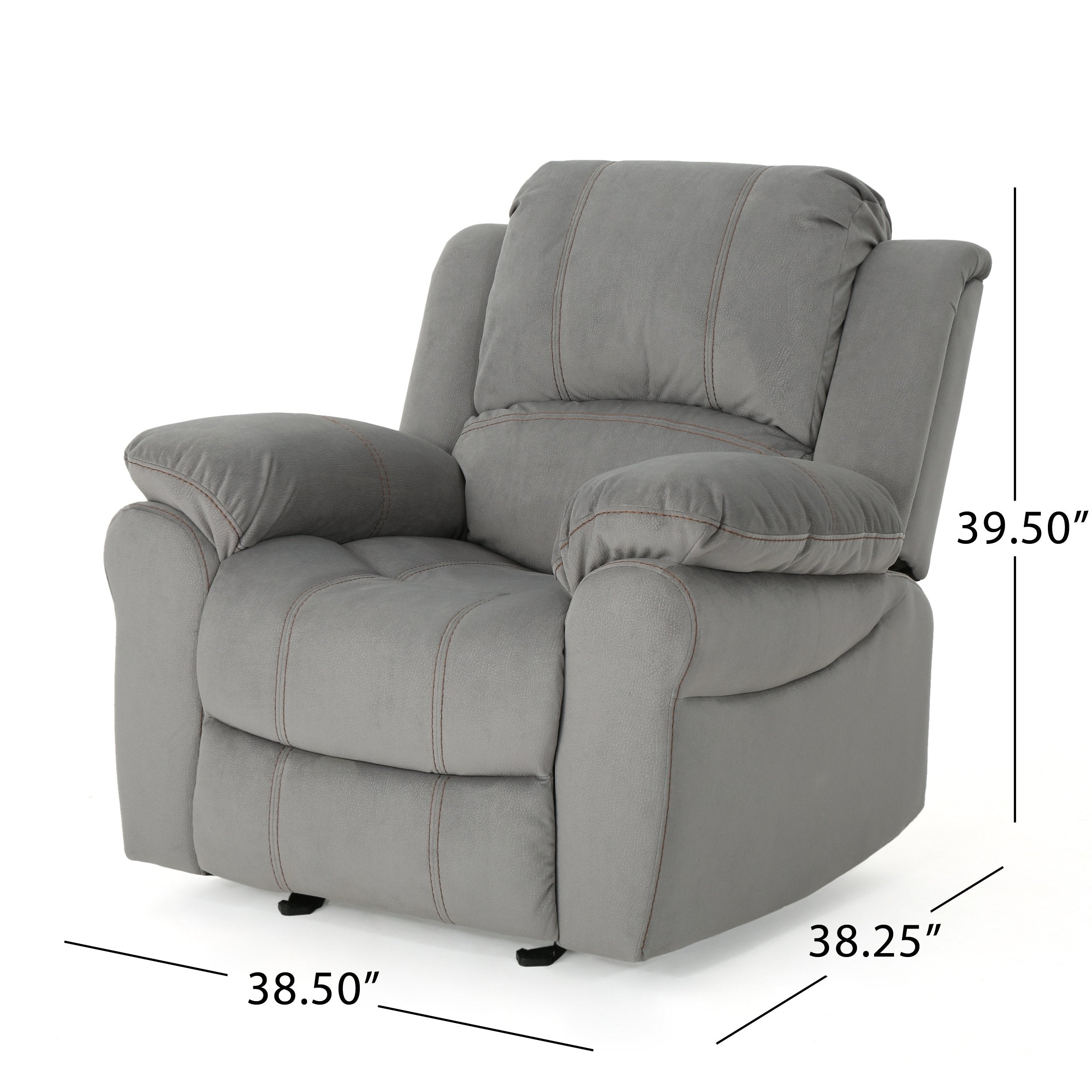 CloudHug Oversized Grey Microfiber Recliner Chair with Plush Cushioning
