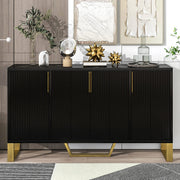 4 Doors (Black) Modern Wood Farmhouse Buffet Sideboard Metal