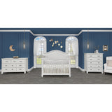 5-In-1 Curved Top Convertible Crib In Antique Grey Mist, Features 3 Mattress Height