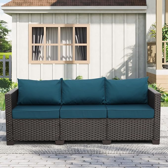 Outdoor Furniture Outdoor Couch Grey Wicker Patio Furniture 3-seat Sofa Deep Seat