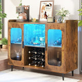 Wine Bar Cabinet with Power Outlet, Liquor Cabinet Bar with LED Light