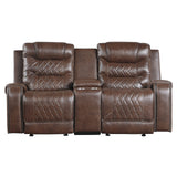 Wall Hugger Manual Double Glider Reclining Loveseat, Brown