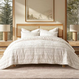 Luxury Ruched Velvet Quilt King Size, Ultra Soft Bedspread Coverlet Set