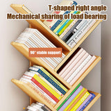 YDkjwjw Freestanding Bookshelf, Tree Bookshelf with Cabinet Industrial Open Bookcase Floor Standing Display Shelves Utility Bookshelves Organizer for Books CDs Plants